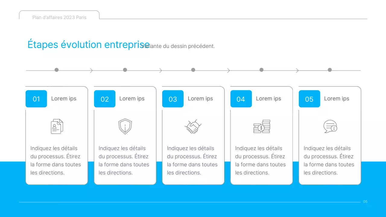 Une présentation de plan d'affaires de contenu culturel propre, en bleu et blanc