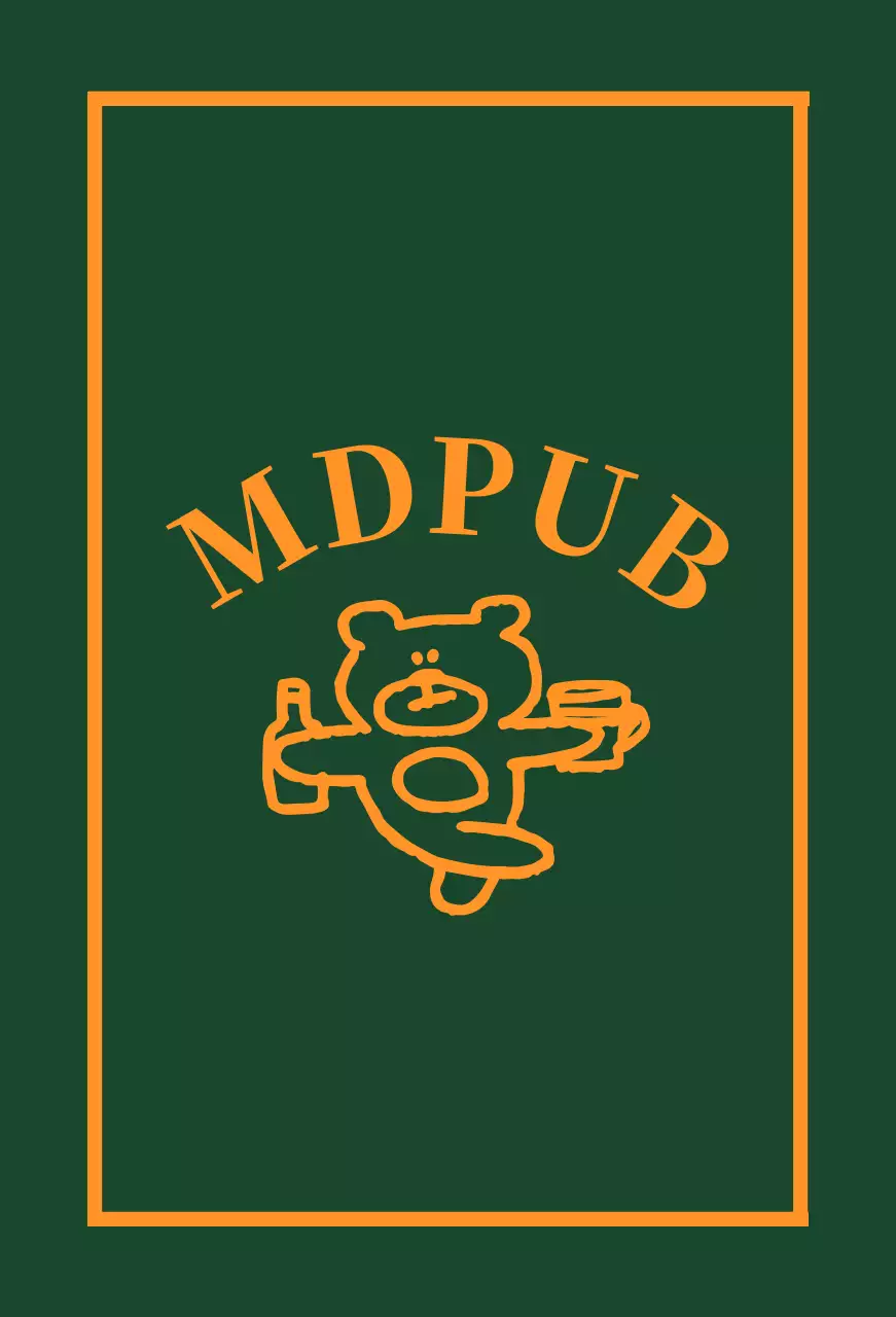 お酒のボトルを持ったクマが描かれた縁取りが黄色の緑色のパブバレット。