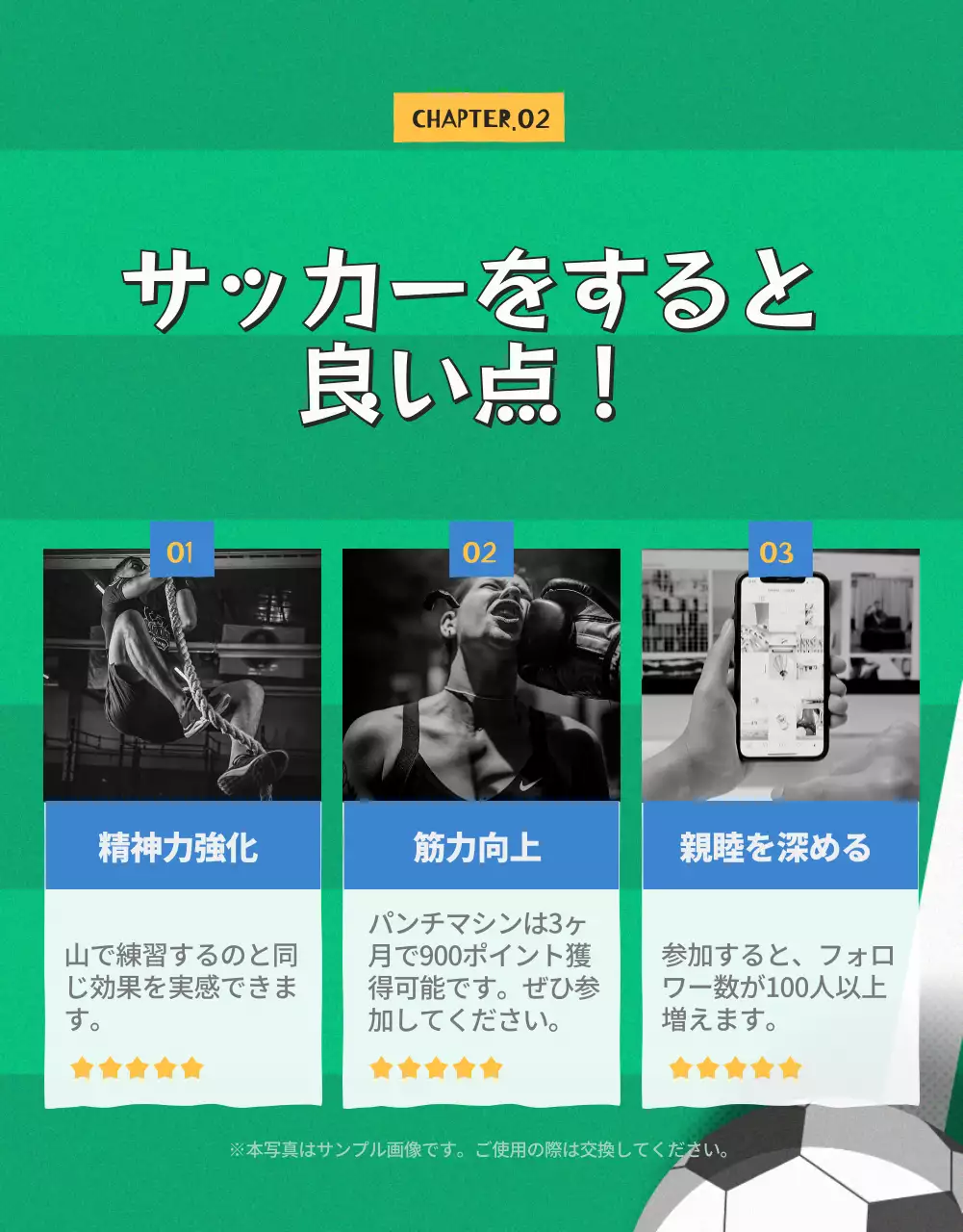 青 ポップ サッカー パンフレット 詳細ページ