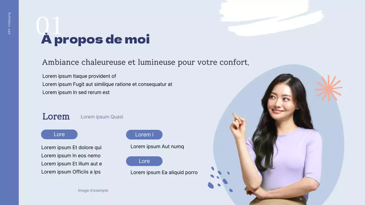 Portfolio de l'instructeur en psychothérapie par l'art en bleu et bleu clair