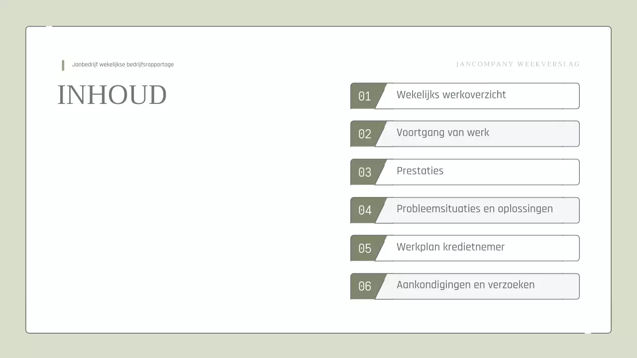 Eenvoudig, uitbreidbaar weekoverzicht in kaki pasteltinten