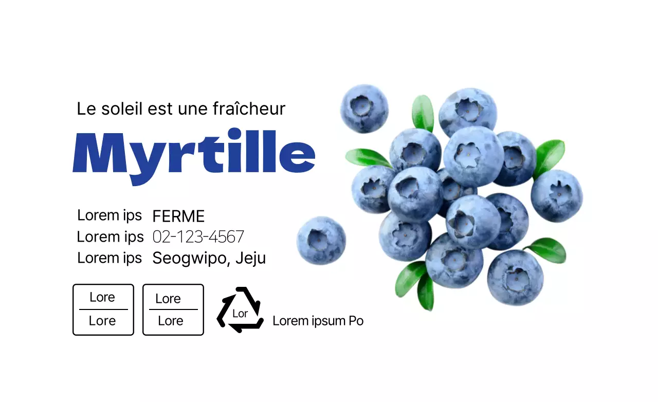 Présentoir de produits à base de myrtilles blanches et soignées