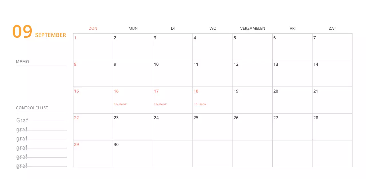 Schattige geïllustreerde groene bureaukalender met familiethema