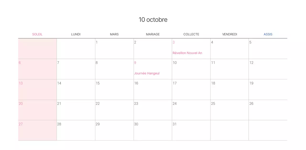 Calendrier ecclésiastique avec des illustrations chaleureuses