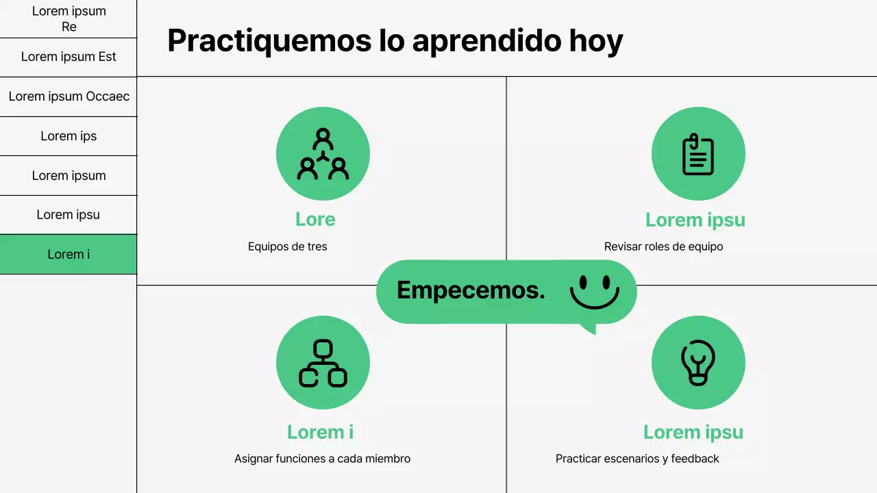 Formación en técnicas básicas de comunicación en verde y blanco