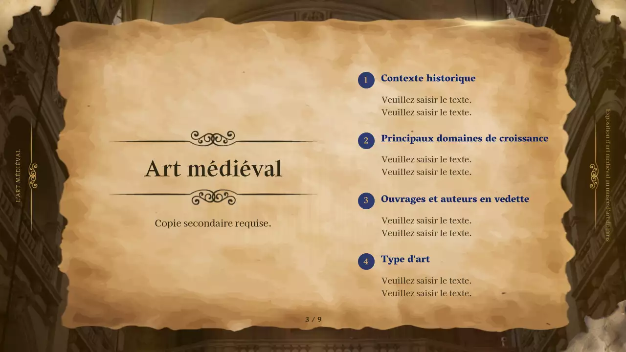 Art médiéval encadré en marron pour un aspect élégant dans le matériel promotionnel