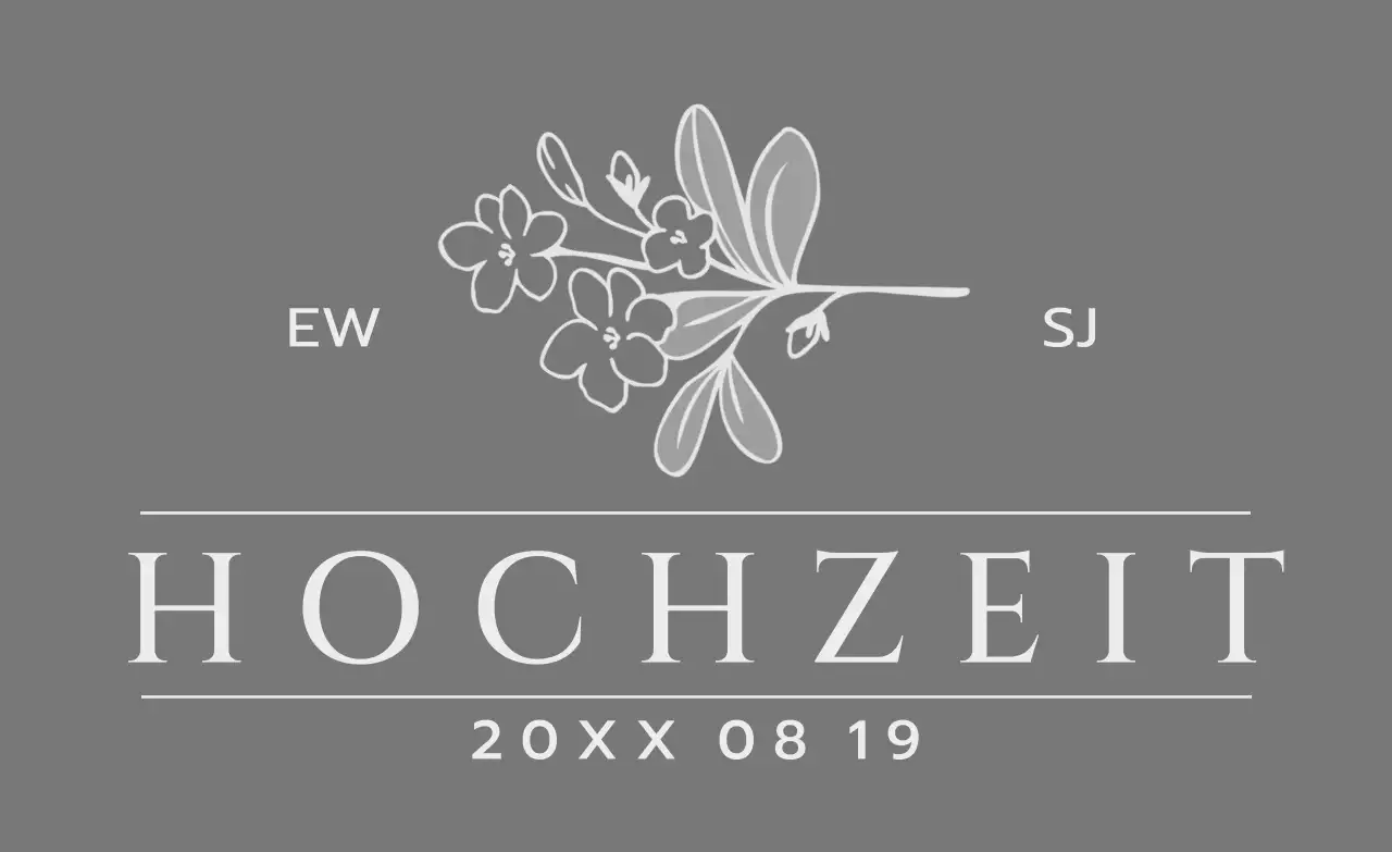 Für eine Hochzeitseinladung mit einer dunkelgrauen Blumen- und Vogelillustration