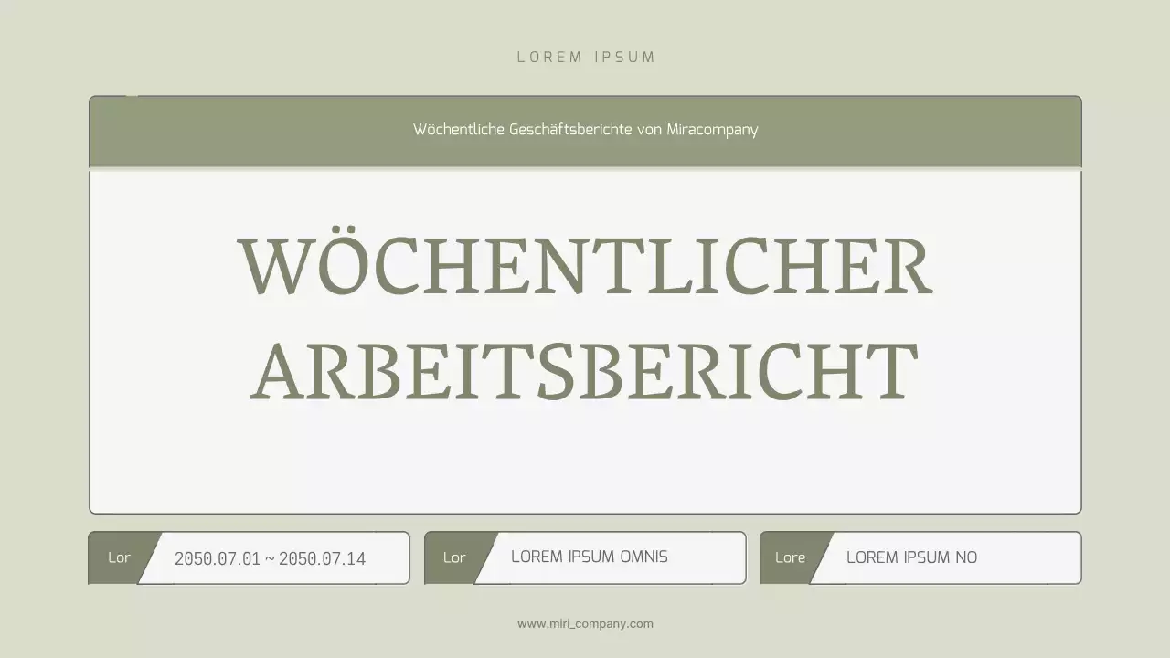 Einfacher, erweiterbarer Wochenbericht in khakifarbenen Pastelltönen