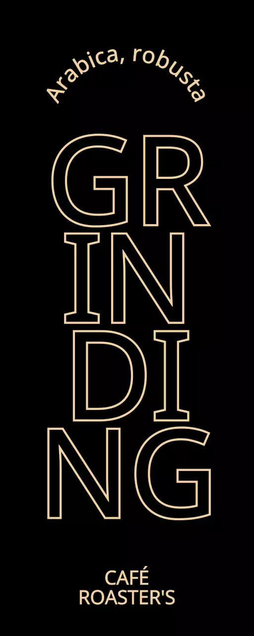 Promotion d'un concept de café simple et haut de gamme avec un texte en noir et beige.