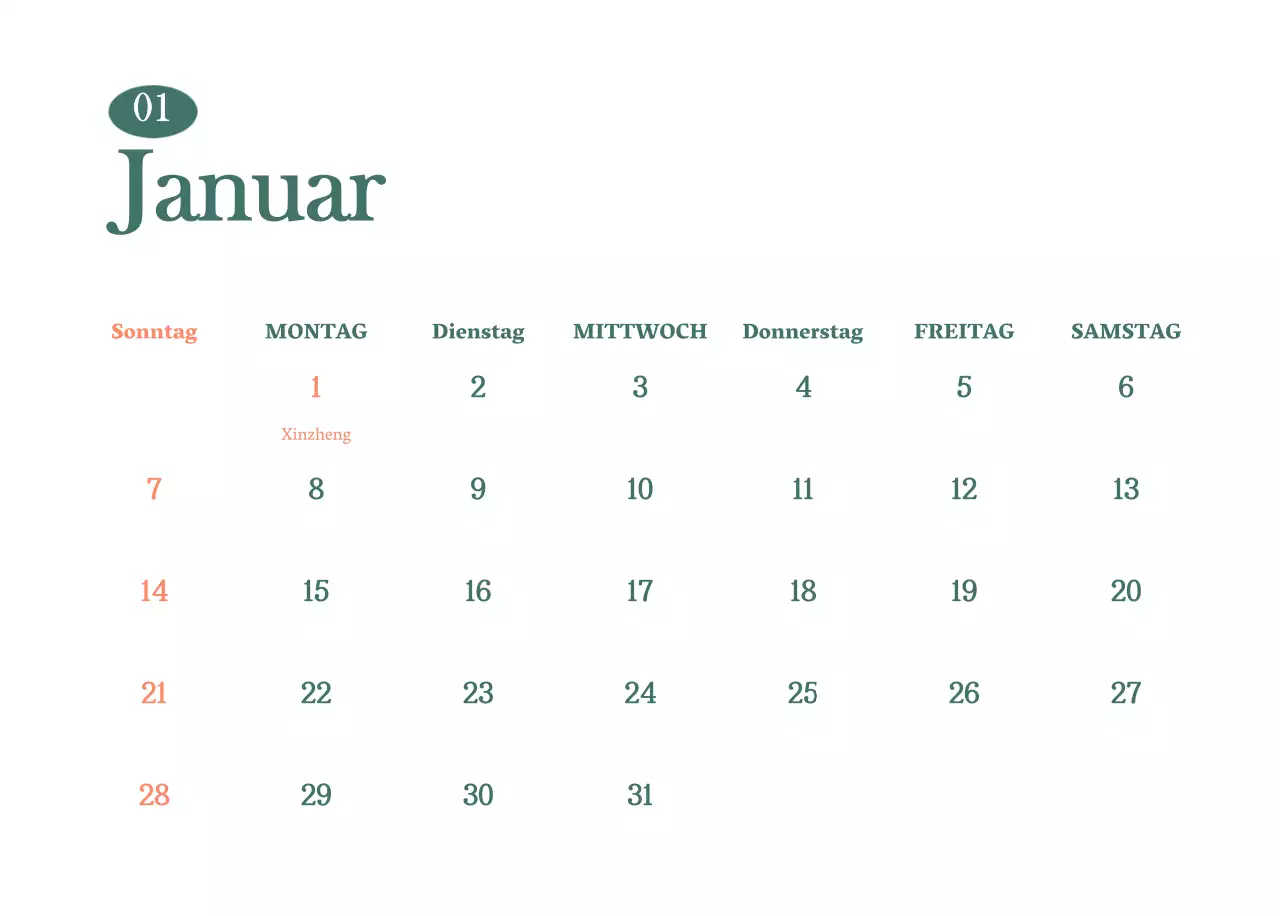 Cafe-Kalender mit Empfehlungen für das Getränk des Monats