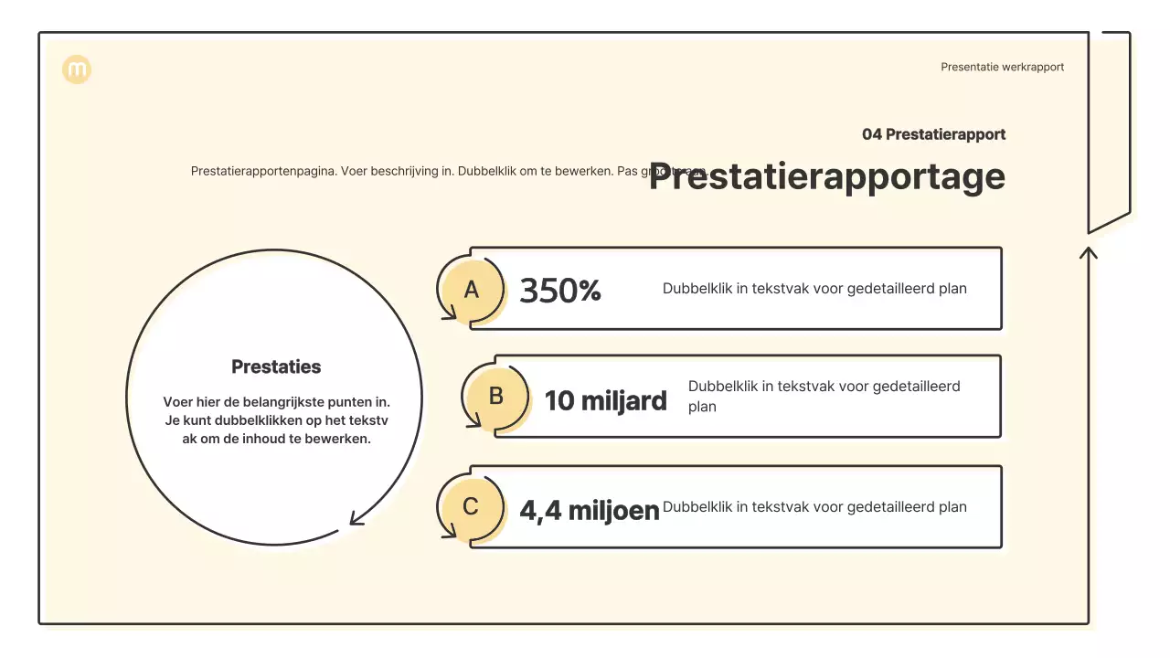 Puntvormen met pijlen in lichtgeel Zakelijk presentatiepakket