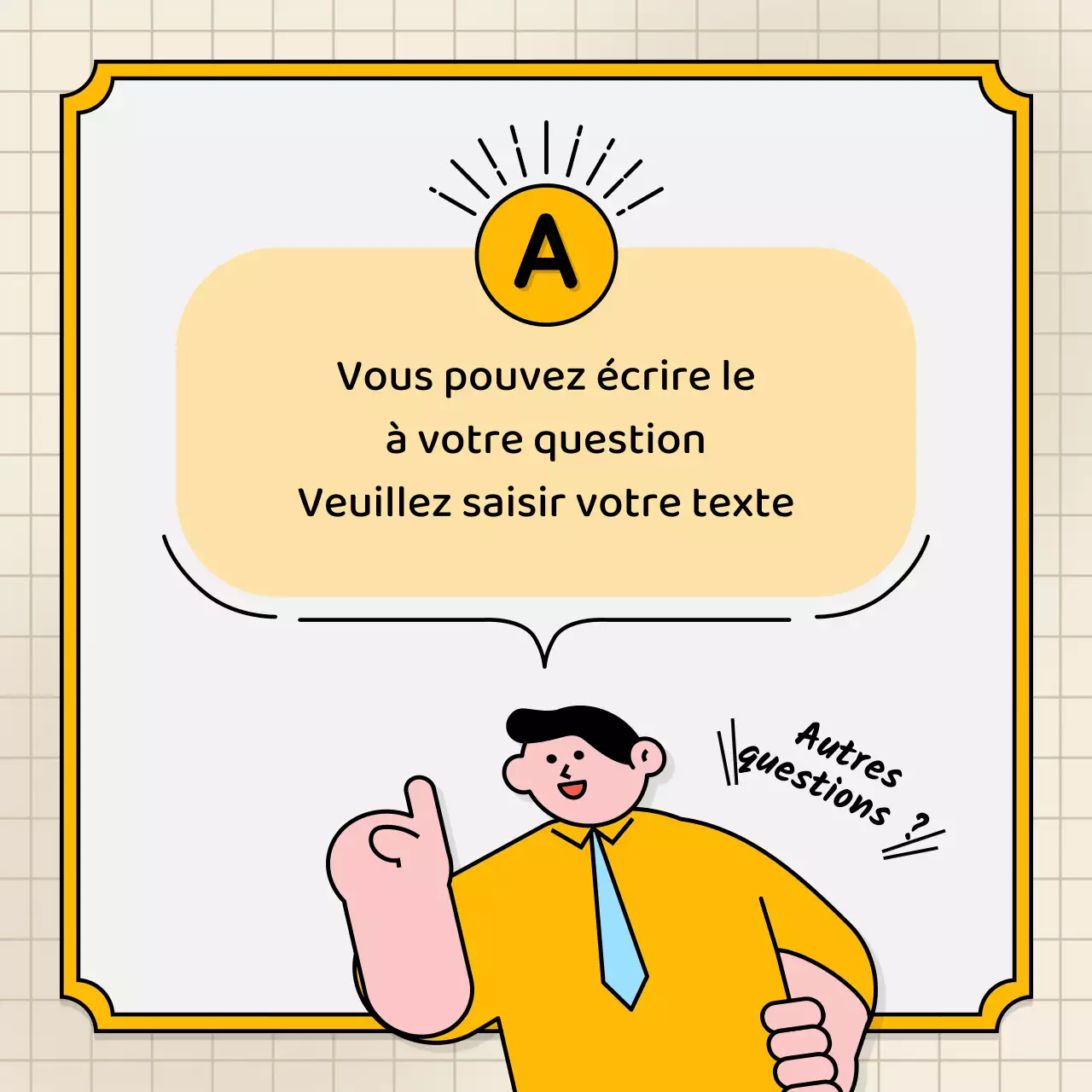 Bulles de texte bleu clair et jaune et illustration mignonne