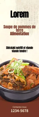 Promouvoir une soupe de pommes de terre d'aspect traditionnel sur fond brun