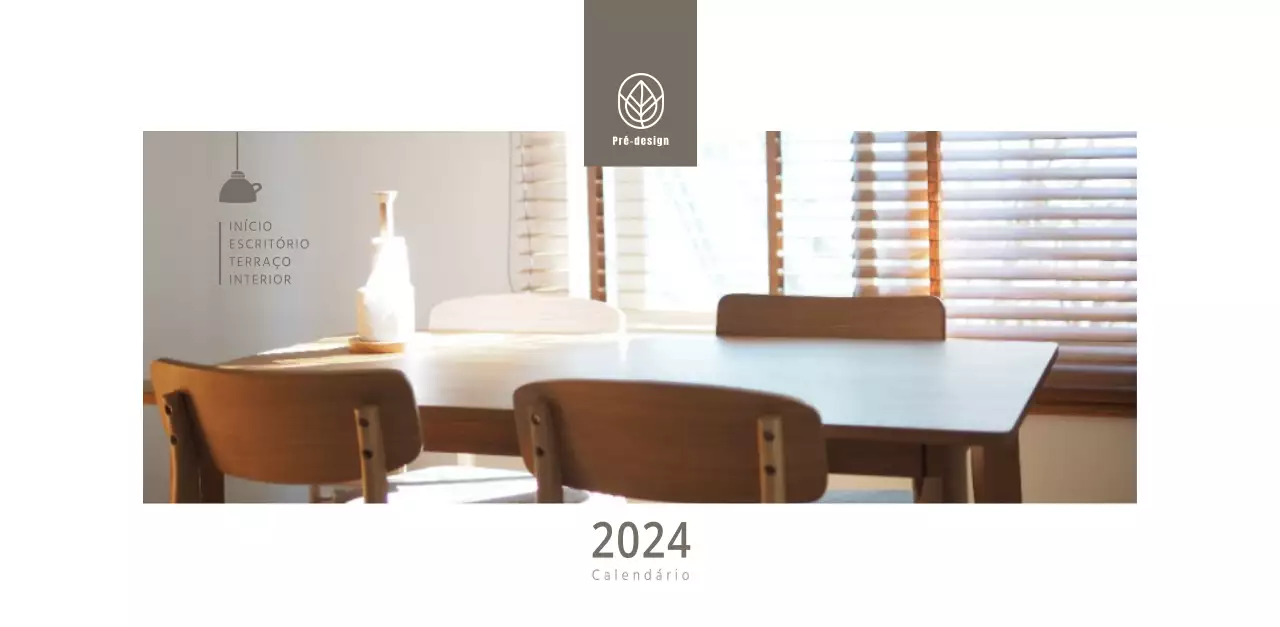 Calendário de design de interiores em branco e de estilo simples