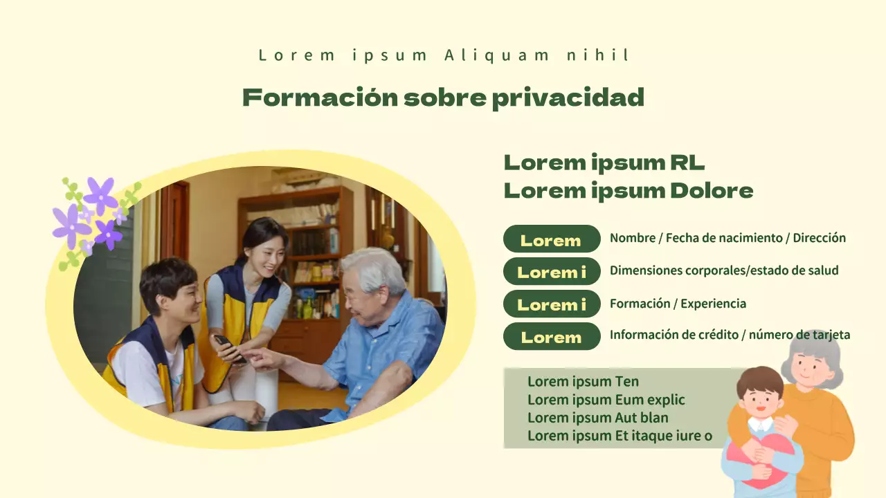 Materiales de formación de voluntarios verdes y amarillos para alumnos de enseñanza media