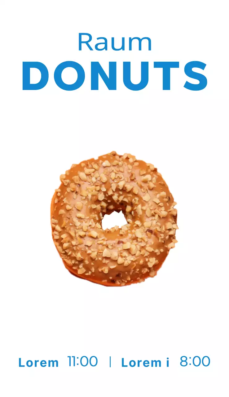 Ein einfaches, farbenfrohes Plakat mit Text und Fotos über eine Donut-Verkaufsveranstaltung.