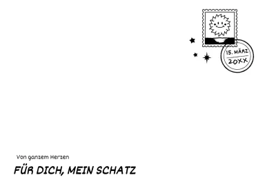 Für Briefe mit einer niedlichen Briefmarken-Illustration mit einem schwarzen handgezeichneten Konzept