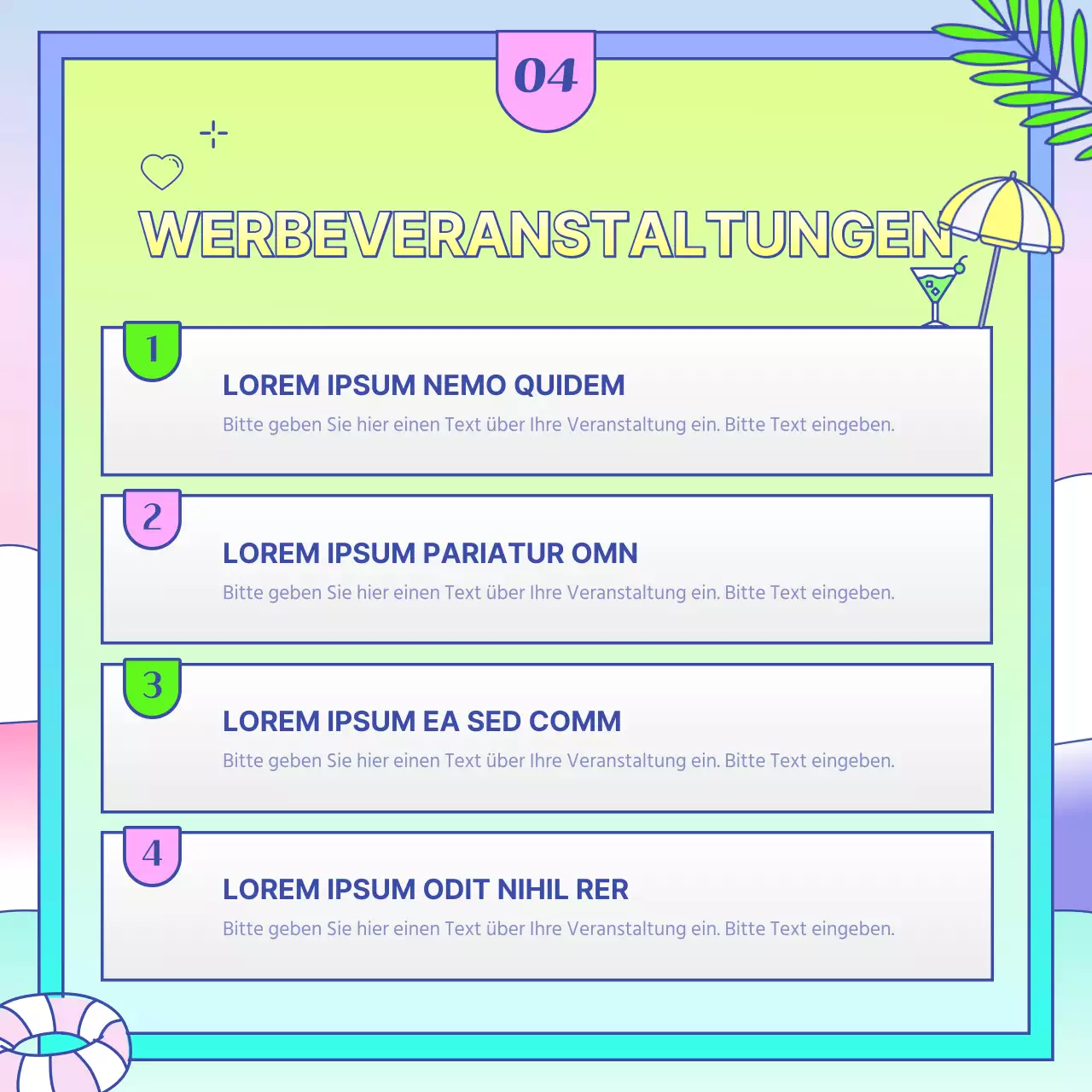 Tropisch gelbe und hellblaue Ankündigung der Sommerpromotion im Einkaufszentrum