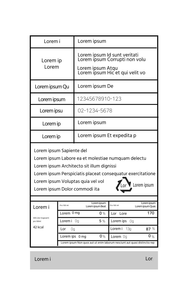 Einfaches Etikett mit weißer Linie für Lebensmittelangaben