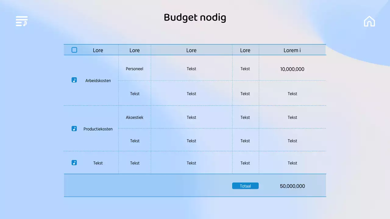 Een emotionele concertbrochure met een blauw kleurverloop in de muziek UI-stijl