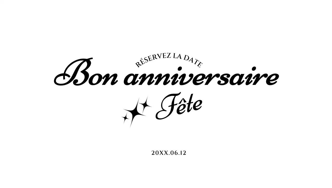 Enveloppe de carte postale d'anniversaire simple avec texte noir et illustration d'étoile