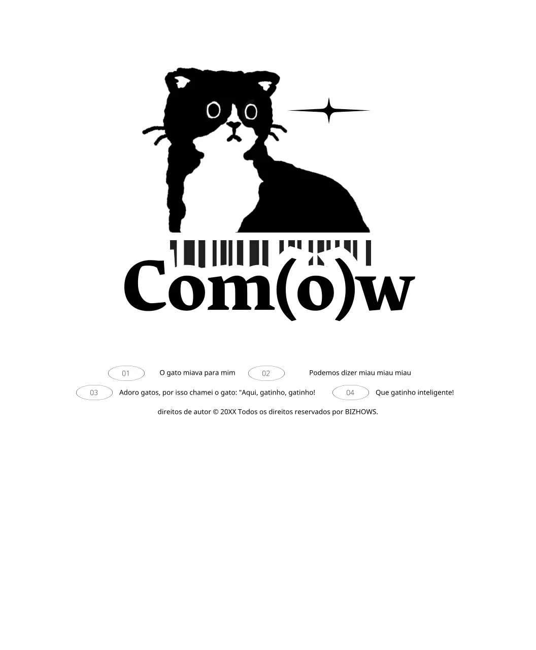Carácter de gato preto com código de barras