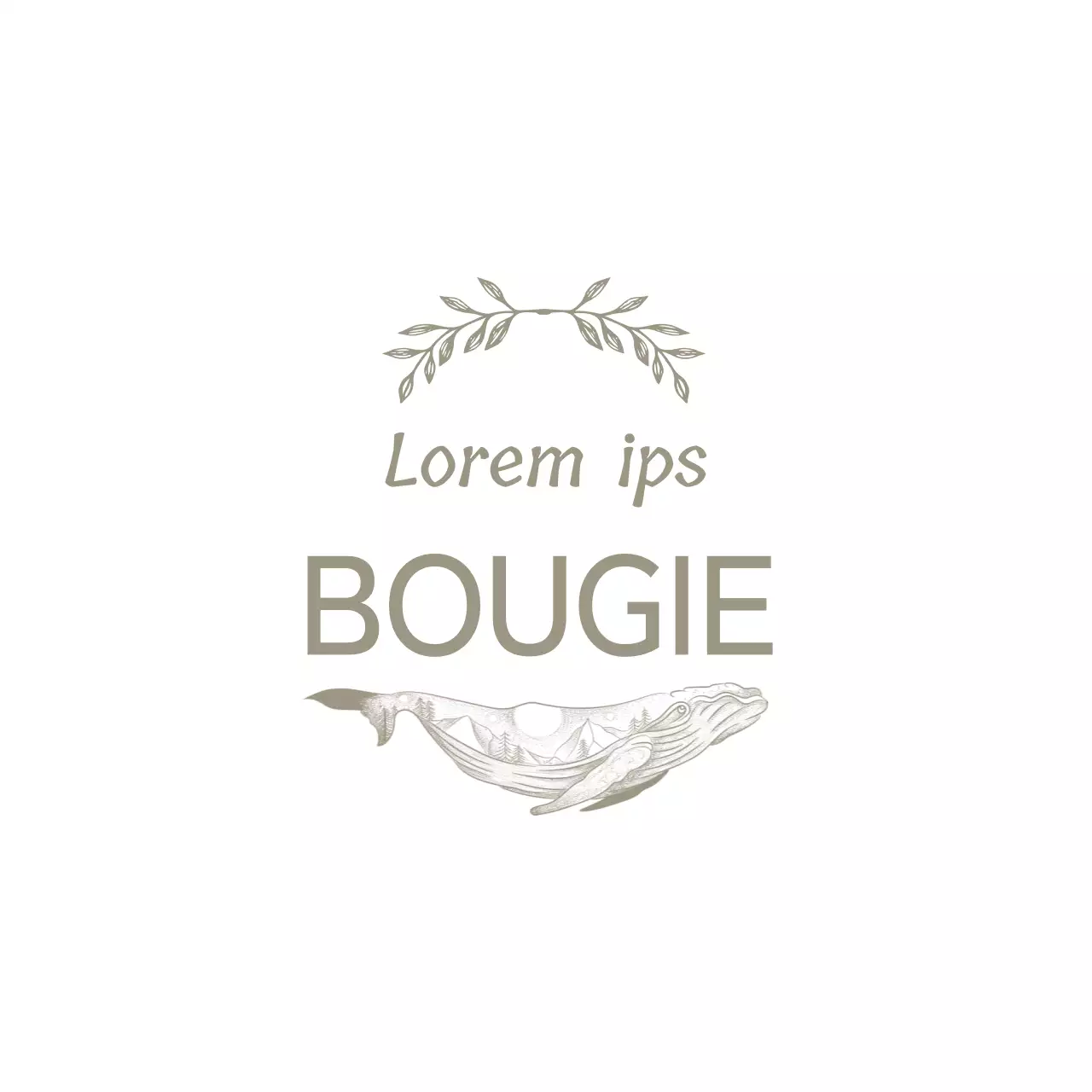 Bougie de couleur taupe avec illustration textuelle luxueuse