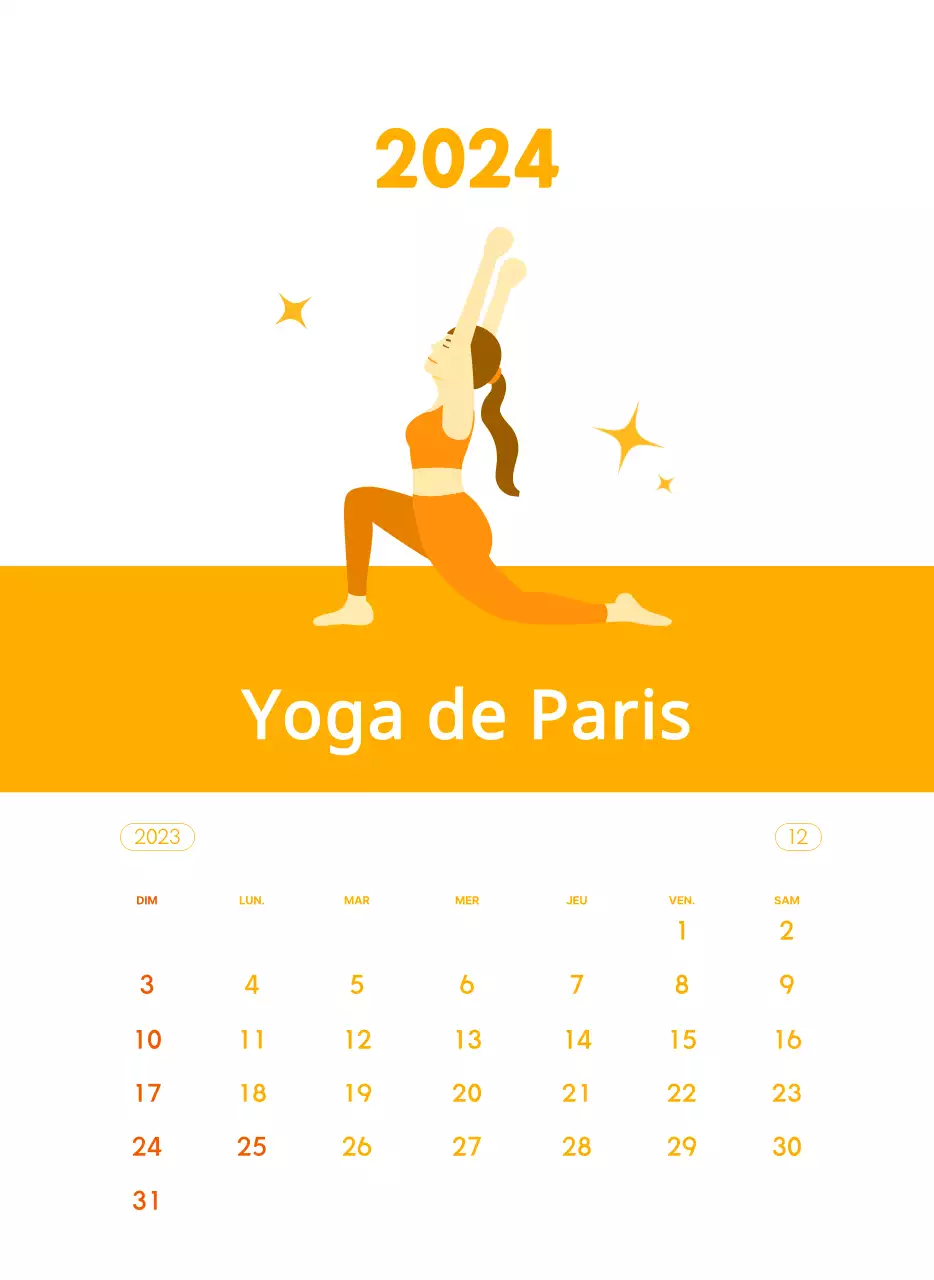 Calendriers orange à distribuer lors de la promotion de votre studio de yoga.