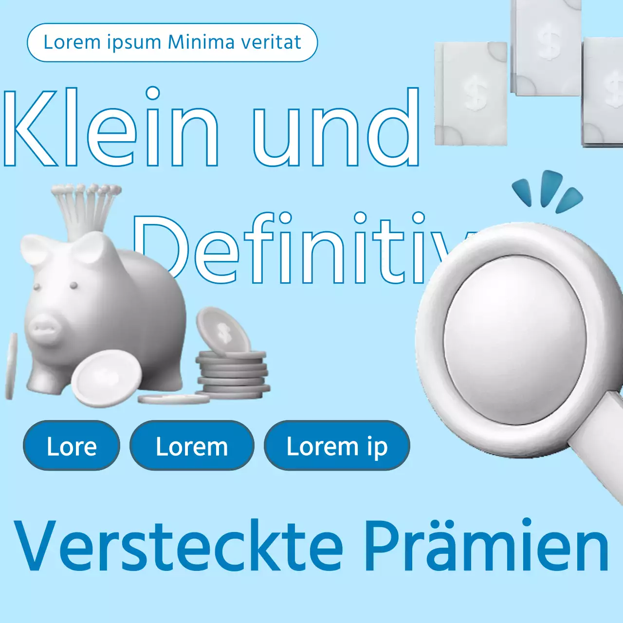 Eine kitschige, hellblau-blaue Werbung für eine Online-Schadensermittlung für Versicherungen.
