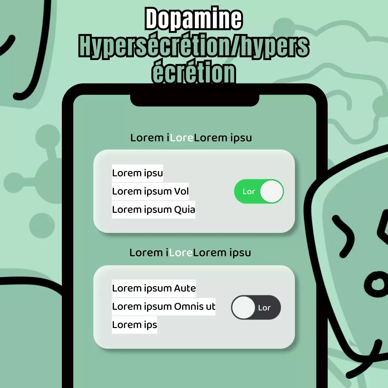 Concevoir un cadre de téléphone coloré et illustréIntroduction à la dopamine
