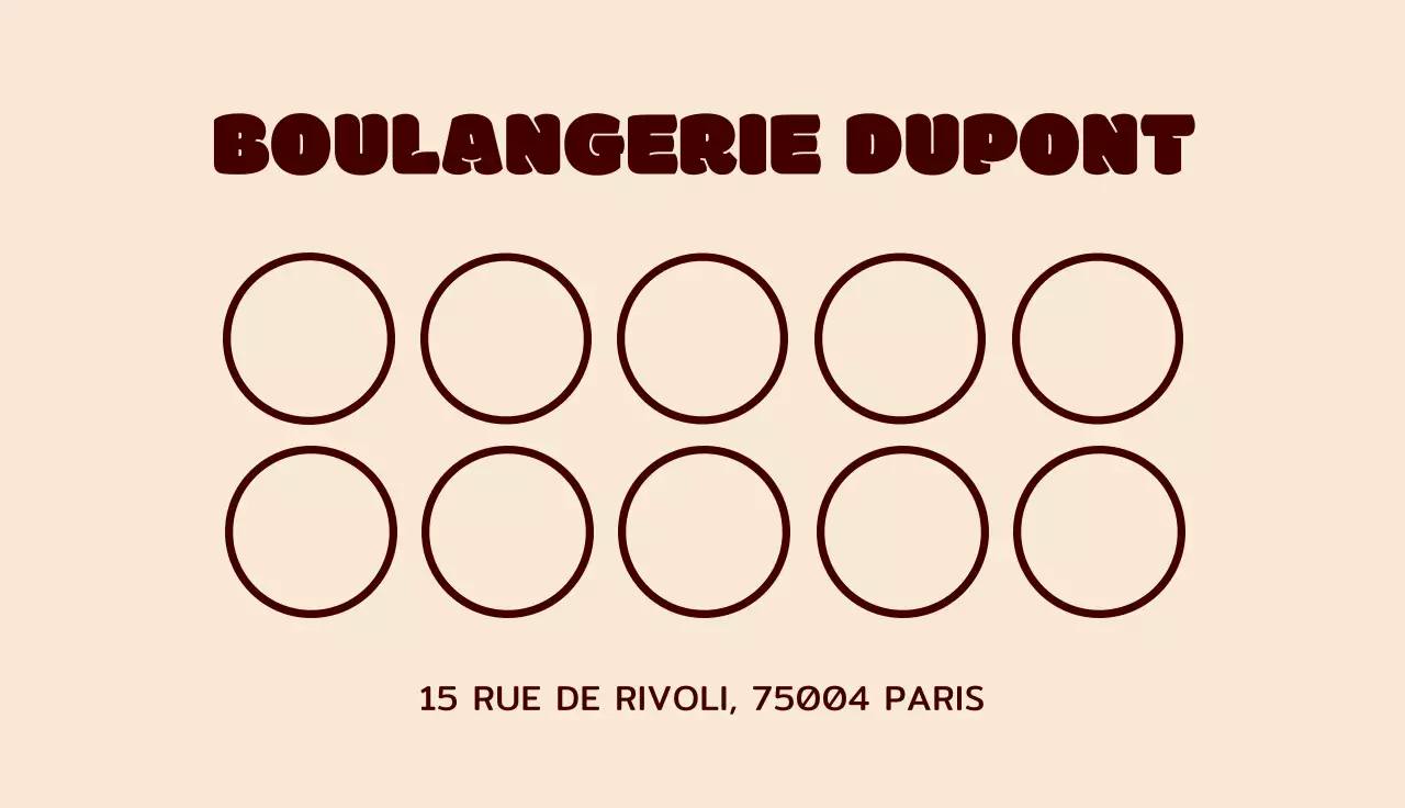 Coupon de timbre avec le logo d'une boulangerie illustration de pain sur fond beige