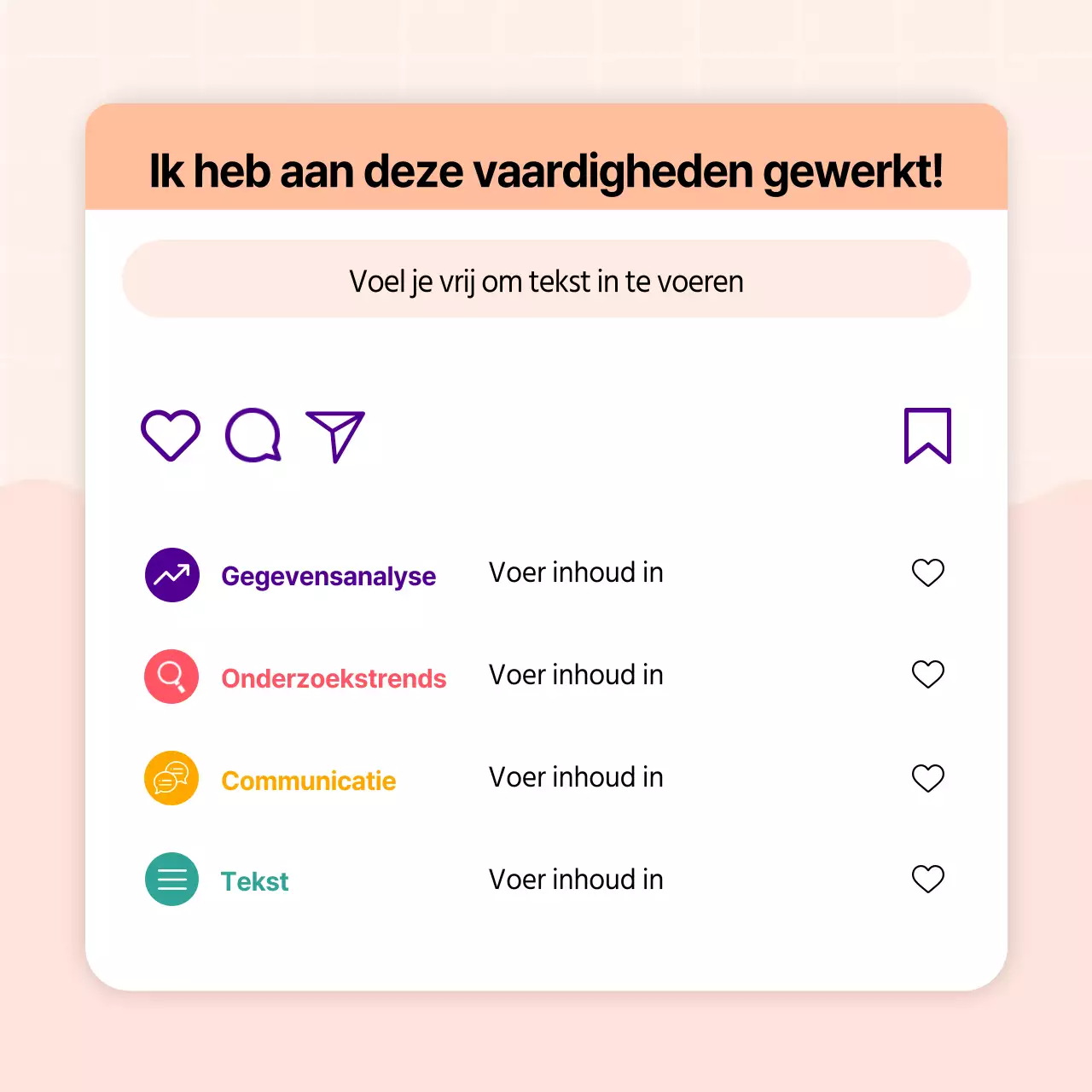 Kitscherige social media profiel bio in oranje en roze