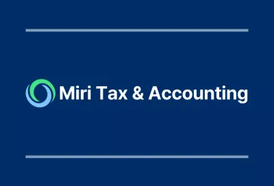 Guirlande de bureau bleu marine avec le logo et le nom du bureau des impôts et de la comptabilité.