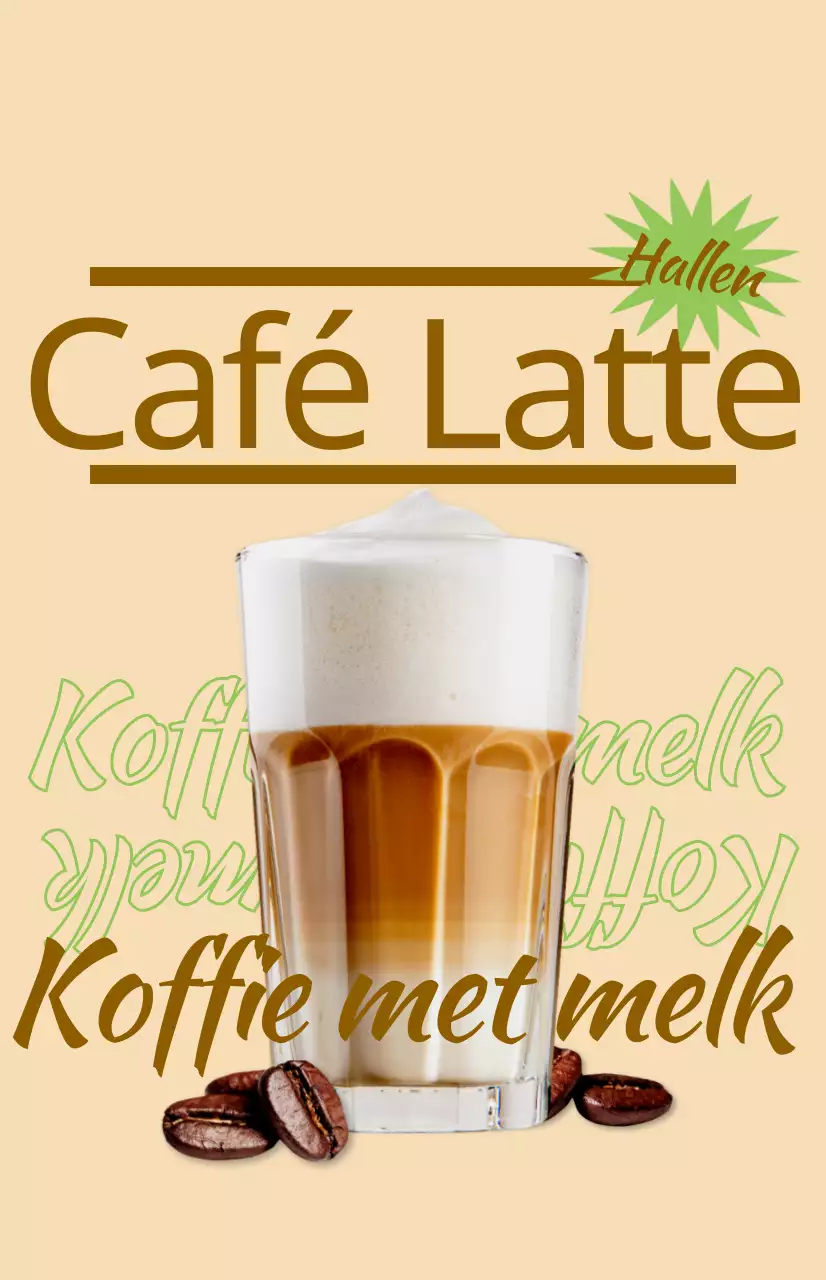 Promoot het menu van je café met kleurrijke geïllustreerde afbeeldingen van drankjes en tekst