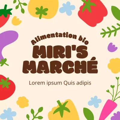 Contenu du marché biologique en beige, illustrations mignonnes