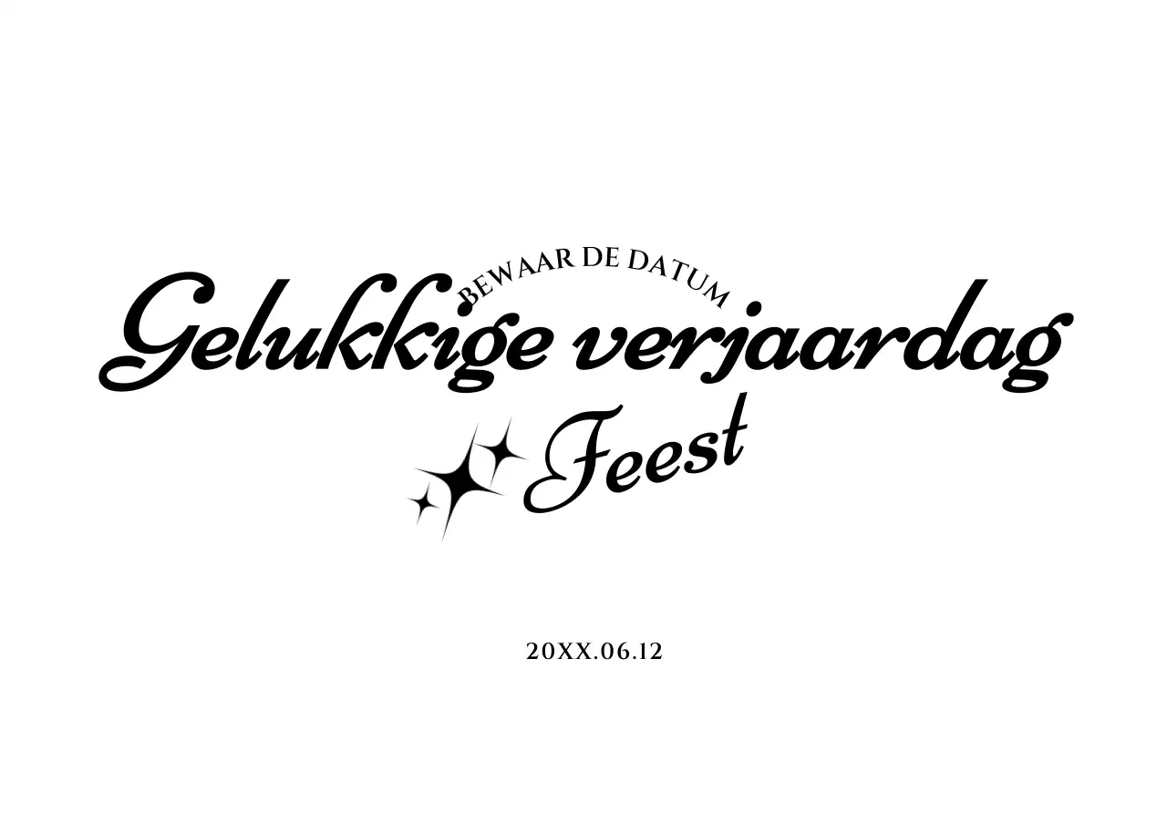 Eenvoudige envelop voor verjaardagskaart met zwarte tekst en sterillustratie