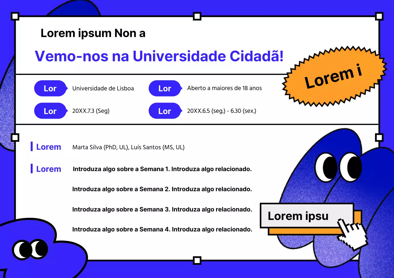 Promover conferências universitárias utilizando padrões geométricos em azul