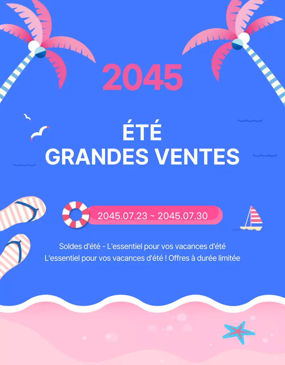 Faites la promotion de vos soldes d'été avec des touches de bleu et de rose