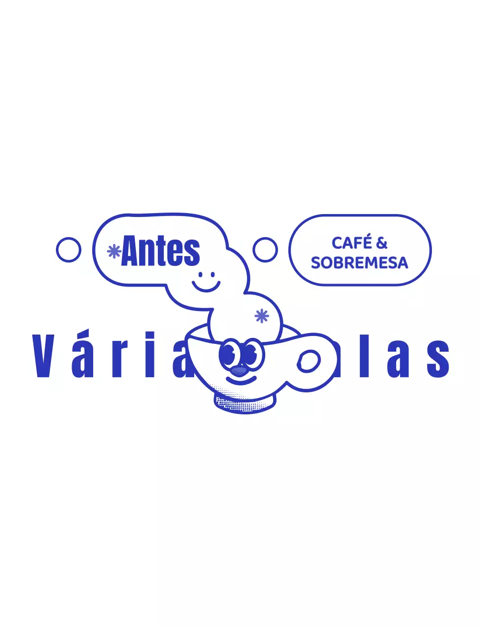 Chávena azul-marinho e branca com carácter de café estilo logótipo
