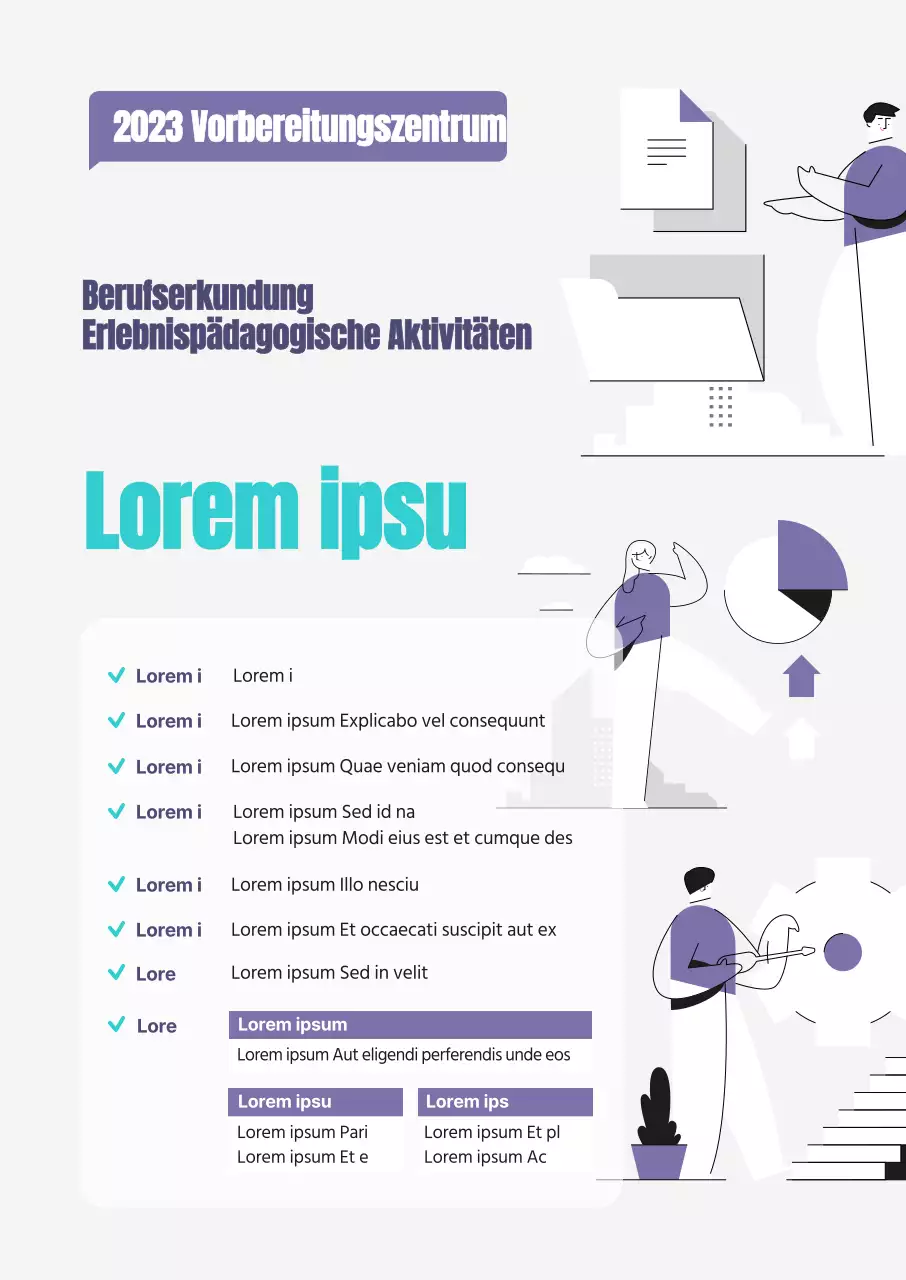 Ein sauberer, lila-mintfarbener, illustrierter Leitfaden für die Rekrutierung von Aktivitäten.