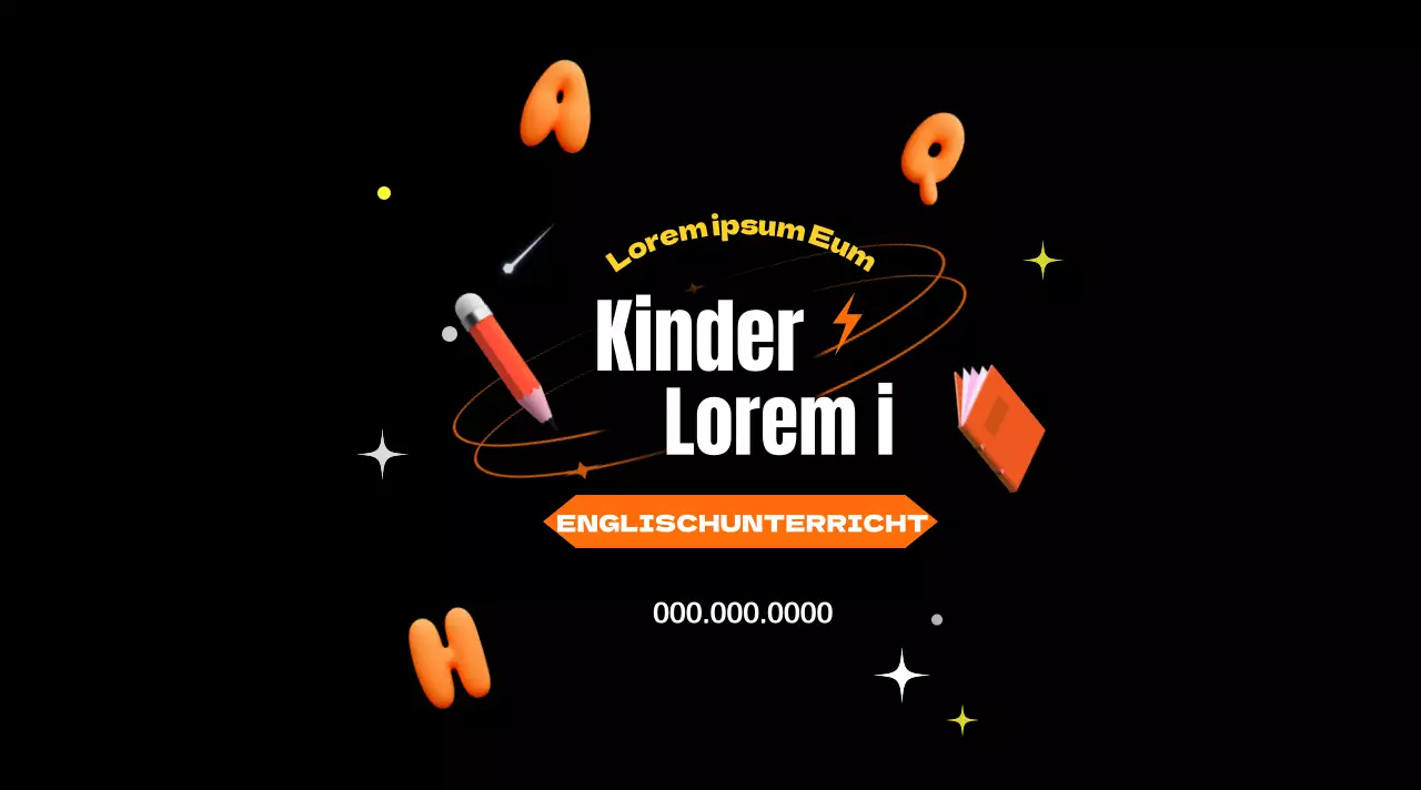 Englischunterricht für Kinder im attraktiven orange-schwarzen Look