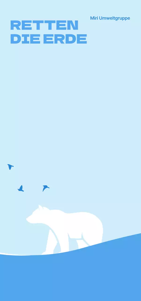 Ein sauberes Konzept für eine Umweltorganisation mit einer Eisbärenillustration in Hellblau und Blau.