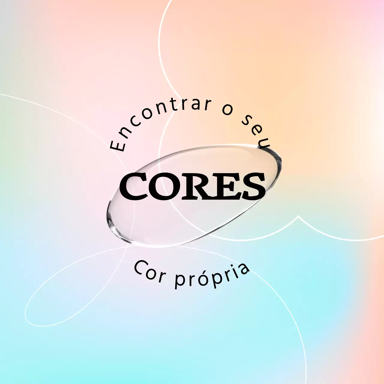 O merchandise da exposição apresenta gradientes coloridos e uma atmosfera de sonho