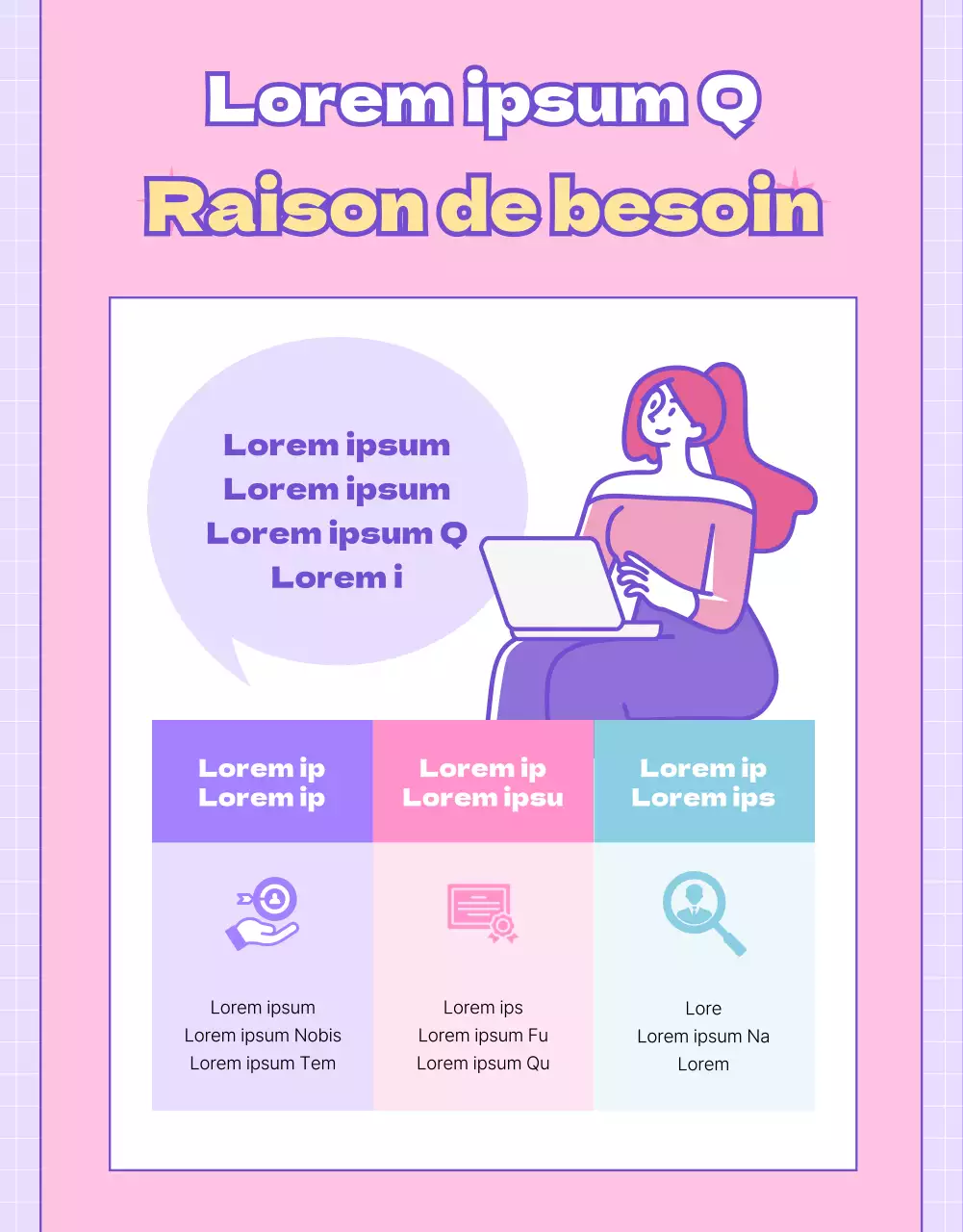 Promouvoir les cours d'informatique avec un concept de site web rose et violet
