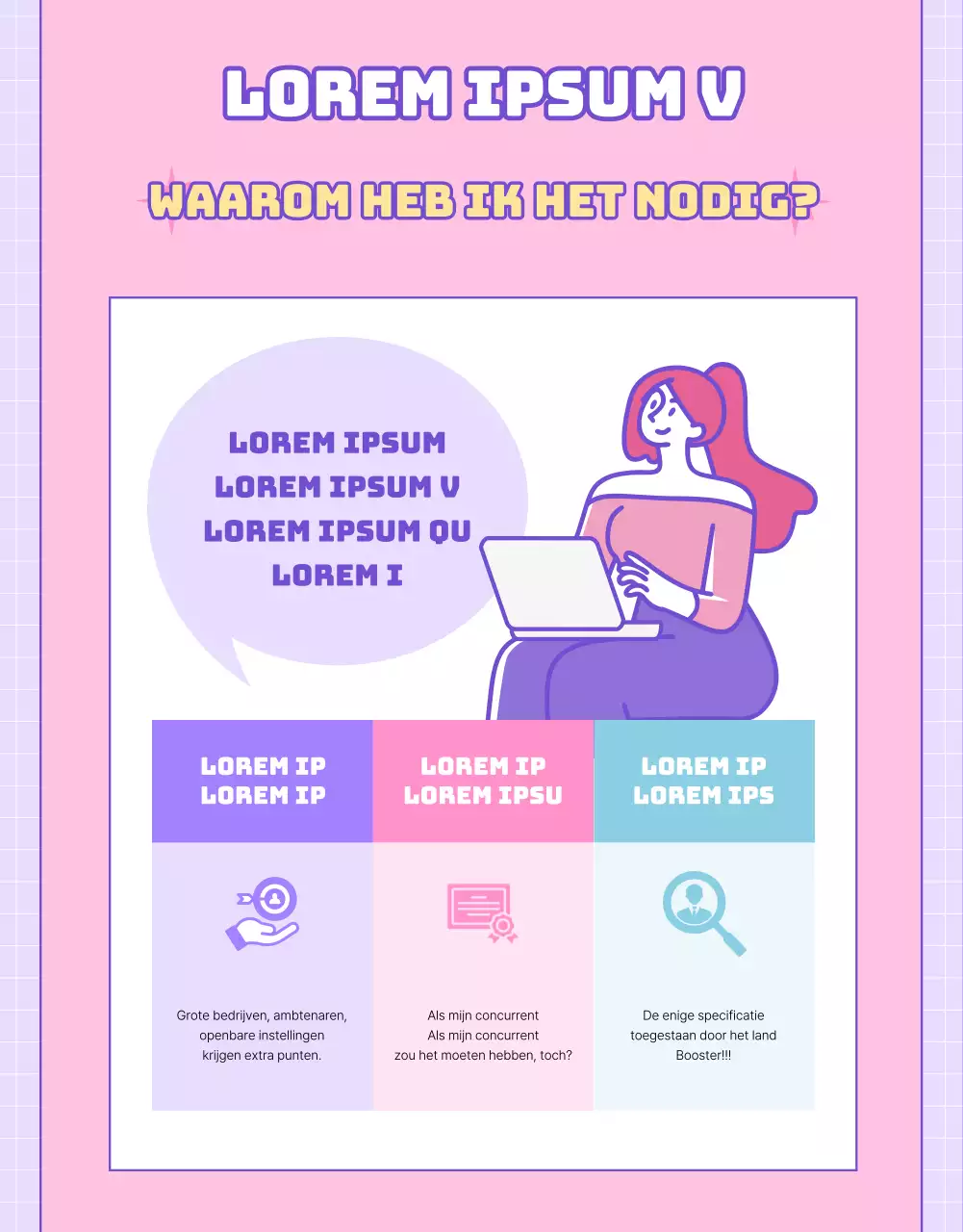 Bevorder computerlessen met een roze en paars websiteconcept