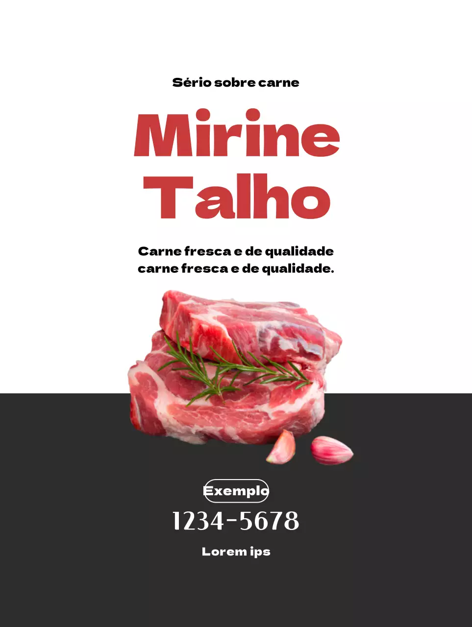 Promova o seu talho com um visual limpo, branco e cinzento