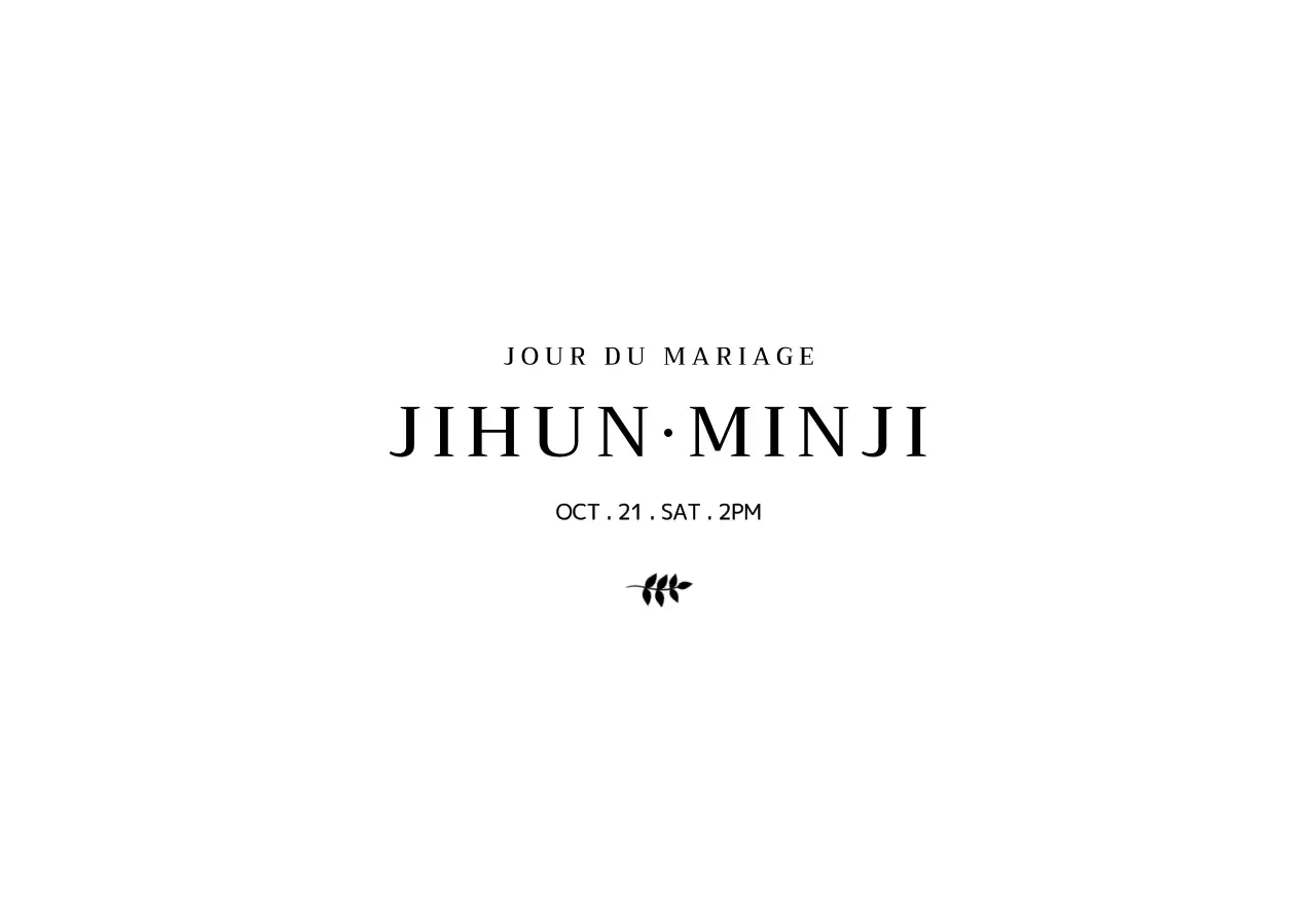 Enveloppes d'invitation au mariage avec un design simple comprenant des illustrations botaniques noires et les noms des mariés.