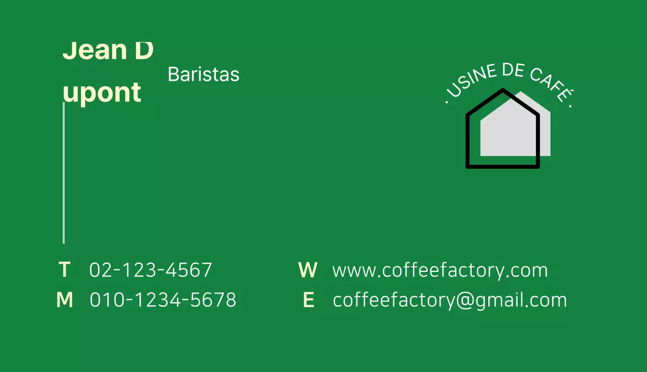 Carte de visite d'un café barista