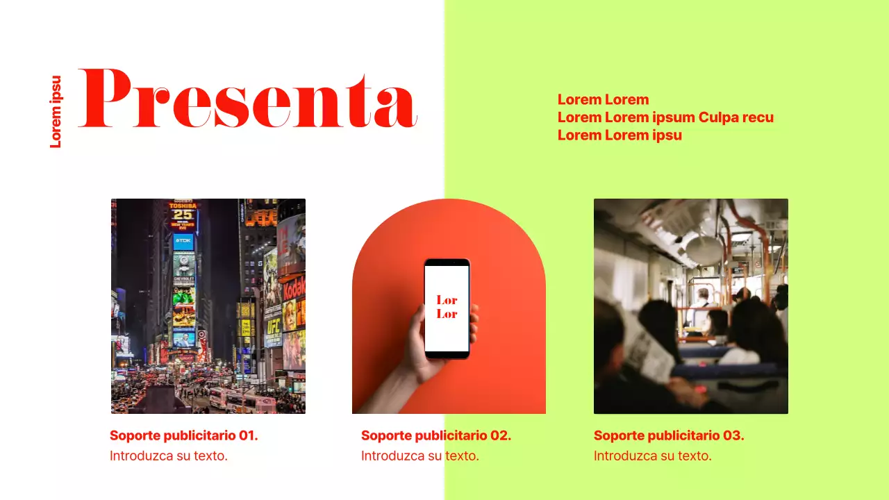 Anuncio comercial de estilo moderno en rojo y chartreuse