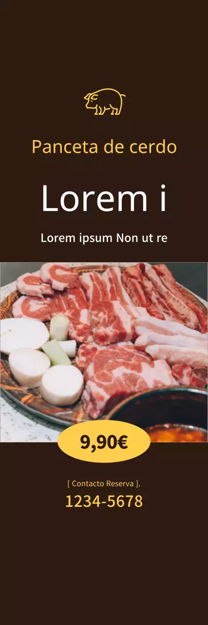 Panceta de cerdo promocional pequeña sobre fondo marrón